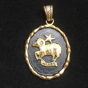 Gold & Black Aries Astrological Sign Pendant